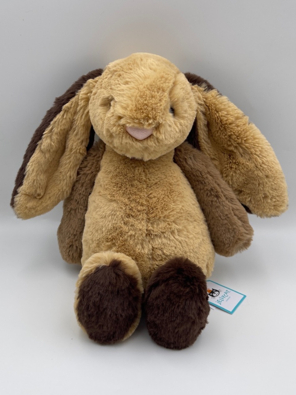 BNWT RARE Jellycat ORIGINAL BASHFUL PATCHWORK BROWN BUNNY  Medium Soft rabbit